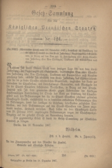 Gesetz-Sammlung für die Königlichen Preußischen Staaten. 1867, Nr. 124 (18 Dezember)