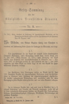 Gesetz-Sammlung für die Königlichen Preußischen Staaten. 1869, Nr. 9 (28 Januar)