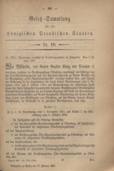 Gesetz-Sammlung für die Königlichen Preußischen Staaten. 1869, Nr. 18 (27 Februar)
