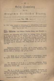 Gesetz-Sammlung für die Königlichen Preußischen Staaten. 1869, Nr. 33 (27 April)