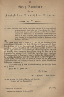 Gesetz-Sammlung für die Königlichen Preußischen Staaten. 1870, Nr. 7 (23 Februar)