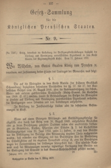 Gesetz-Sammlung für die Königlichen Preußischen Staaten. 1870, Nr. 9 (8 März)