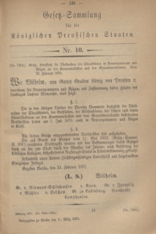 Gesetz-Sammlung für die Königlichen Preußischen Staaten. 1870, Nr. 10 (11 März)