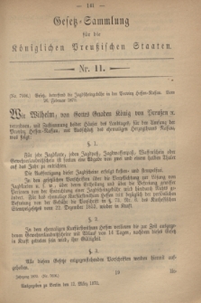 Gesetz-Sammlung für die Königlichen Preußischen Staaten. 1870, Nr. 11 (12 März)