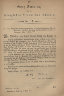 Gesetz-Sammlung für die Königlichen Preußischen Staaten. 1870, Nr. 17 (30 März)