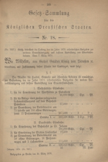 Gesetz-Sammlung für die Königlichen Preußischen Staaten. 1870, Nr. 18 (30 März)