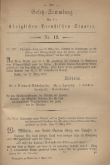 Gesetz-Sammlung für die Königlichen Preußischen Staaten. 1870, Nr. 19 (4 April)