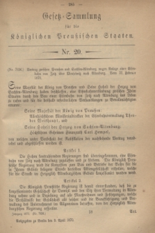Gesetz-Sammlung für die Königlichen Preußischen Staaten. 1870, Nr. 20 (9 April)