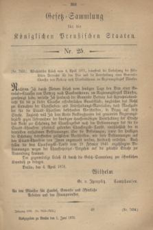 Gesetz-Sammlung für die Königlichen Preußischen Staaten. 1870, Nr. 25 (1 Juni)