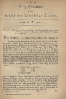 Gesetz-Sammlung für die Königlichen Preußischen Staaten. 1870, Nr. 28 (14 Juni)