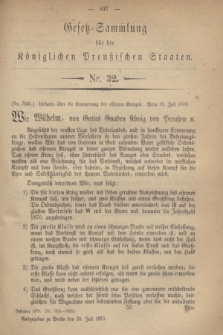 Gesetz-Sammlung für die Königlichen Preußischen Staaten. 1870, Nr. 32 (24 Juli)
