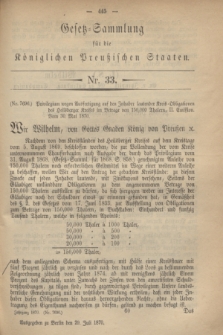 Gesetz-Sammlung für die Königlichen Preußischen Staaten. 1870, Nr. 33 (29 Juli)