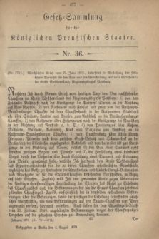 Gesetz-Sammlung für die Königlichen Preußischen Staaten. 1870, Nr. 36 (4 August)