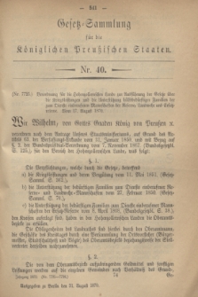 Gesetz-Sammlung für die Königlichen Preußischen Staaten. 1870, Nr. 40 (31 August)