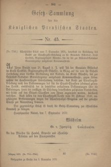 Gesetz-Sammlung für die Königlichen Preußischen Staaten. 1870, Nr. 45 (5 November)