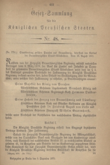 Gesetz-Sammlung für die Königlichen Preußischen Staaten. 1870, Nr. 48 (5 Dezember)