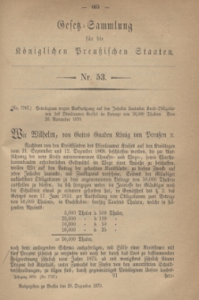 Gesetz-Sammlung für die Königlichen Preußischen Staaten. 1870, Nr. 53 (28 Dezember)