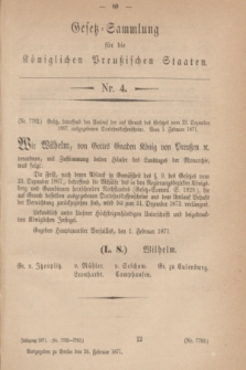 Gesetz-Sammlung für die Königlichen Preußischen Staaten. 1871, Nr. 4 (28 Februar)