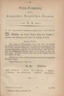 Gesetz-Sammlung für die Königlichen Preußischen Staaten. 1871, Nr. 9 (22 April)