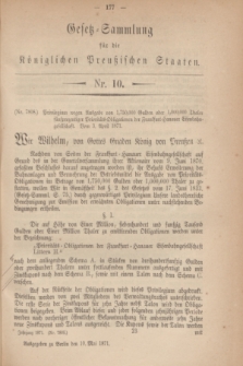 Gesetz-Sammlung für die Königlichen Preußischen Staaten. 1871, Nr. 10 (10 Mai)