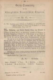 Gesetz-Sammlung für die Königlichen Preußischen Staaten. 1871, Nr. 17 (30 Juni)