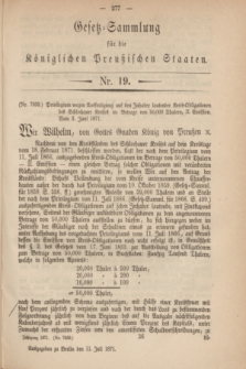 Gesetz-Sammlung für die Königlichen Preußischen Staaten. 1871, Nr. 19 (11 Juni)