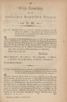 Gesetz-Sammlung für die Königlichen Preußischen Staaten. 1871, Nr. 20 (23 Juli)