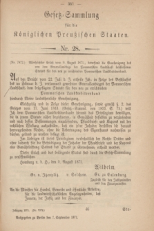 Gesetz-Sammlung für die Königlichen Preußischen Staaten. 1871, Nr. 28 (7 September)