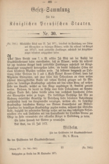 Gesetz-Sammlung für die Königlichen Preußischen Staaten. 1871, Nr. 30 (26 September)