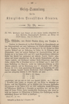 Gesetz-Sammlung für die Königlichen Preußischen Staaten. 1871, Nr. 38 (8 Dezember)