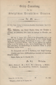 Gesetz-Sammlung für die Königlichen Preußischen Staaten. 1871, Nr. 42 (23 Dezember)