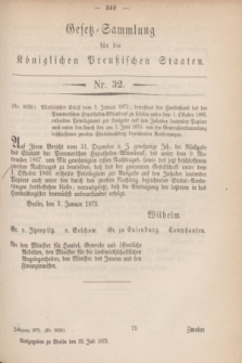 Gesetz-Sammlung für die Königlichen Preußischen Staaten. 1872, Nr. 32 (23 Juli)