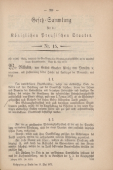 Gesetz-Sammlung für die Königlichen Preußischen Staaten. 1873, Nr. 15 (16 Mai)