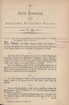 Gesetz-Sammlung für die Königlichen Preußischen Staaten. 1873, Nr. 20 (19 Juni) + wkładka