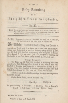 Gesetz-Sammlung für die Königlichen Preußischen Staaten. 1892, Nr. 35 (7 Dezember)