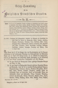 Gesetz-Sammlung für die Königlichen Preußischen Staaten. 1893, Nr. 11 (26 April)