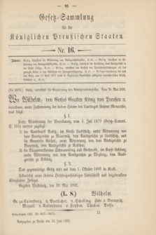 Gesetz-Sammlung für die Königlichen Preußischen Staaten. 1893, Nr. 16 (16 Juni)