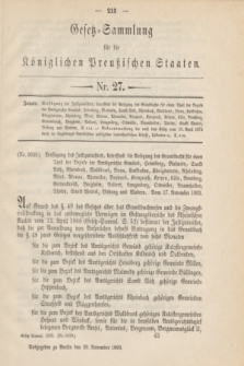 Gesetz-Sammlung für die Königlichen Preußischen Staaten. 1893, Nr. 27 (29 November)