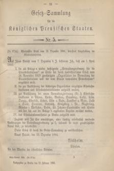 Gesetz-Sammlung für die Königlichen Preußischen Staaten. 1895, Nr. 5 (21 Februar)