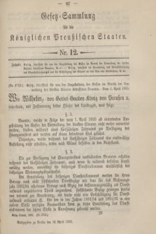 Gesetz-Sammlung für die Königlichen Preußischen Staaten. 1895, Nr. 12 (16 April)