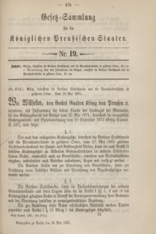 Gesetz-Sammlung für die Königlichen Preußischen Staaten. 1895, Nr. 19 (28 Mai)