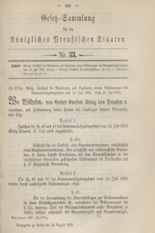 Gesetz-Sammlung für die Königlichen Preußischen Staaten. 1895, Nr. 33 (24 August)