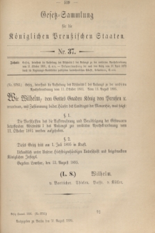 Gesetz-Sammlung für die Königlichen Preußischen Staaten. 1895, Nr. 37 (31 August)