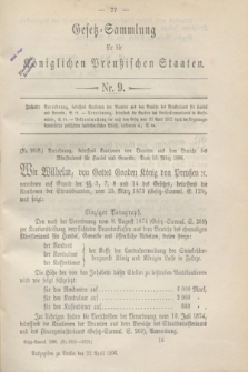 Gesetz-Sammlung für die Königlichen Preußischen Staaten. 1896, Nr. 9 (22 April)