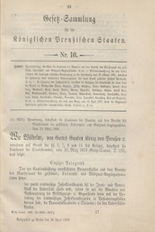 Gesetz-Sammlung für die Königlichen Preußischen Staaten. 1896, Nr. 10 (30 April)