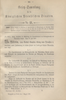Gesetz-Sammlung für die Königlichen Preußischen Staaten. 1896, Nr. 21 (1 August)