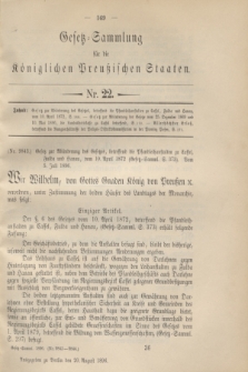 Gesetz-Sammlung für die Königlichen Preußischen Staaten. 1896, Nr. 22 (20 August)