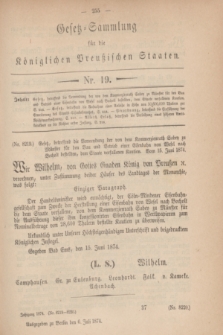 Gesetz-Sammlung für die Königlichen Preußischen Staaten. 1874, Nr. 19 (6 Juli)