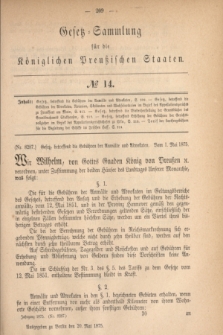 Gesetz-Sammlung für die Königlichen Preußischen Staaten. 1875, № 14 (20 Mai)