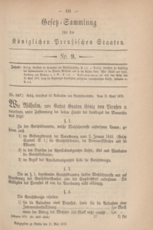 Gesetz-Sammlung für die Königlichen Preußischen Staaten. 1876, Nr. 9 (11 Mai)